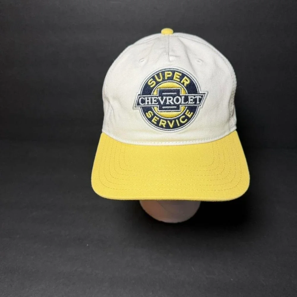 Chevrolet Super Service Snapback Hat GM Official Licensed White Yellow Trucker